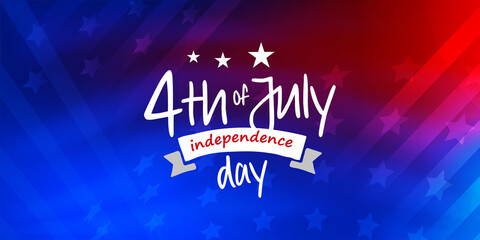 4th of July, USA, United States of America independence day celebration design on abstract background with elements of the American flag in neon blue and red colors.
