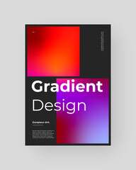 Abstract Placard, Poster, Flyer, Banner Design. Colorful gradient figure on vertical A4 format. Holographic effect. Decorative neon backdrop. Gradient shapes and large typography. Vector Eps10.
