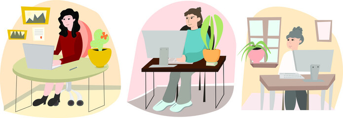 Set of bright workplace vectors.