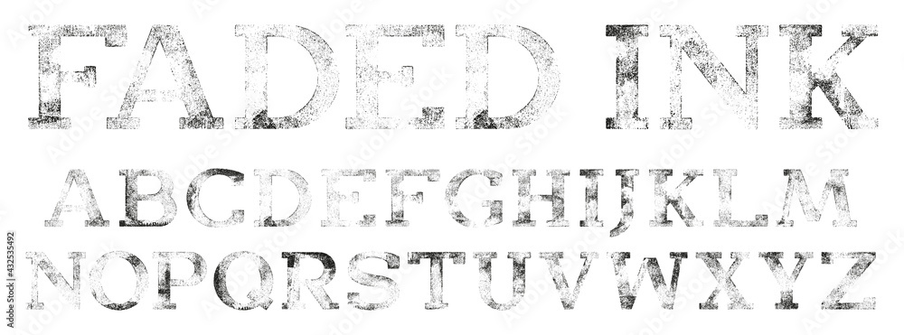 Fototapete faded ink stamped font. slab serif display font, works well at large sizes. highly detailed hand tex
