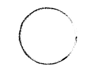 Fototapeta premium Grunge circle made of black paint.Grunge circle made for marking using art brush.