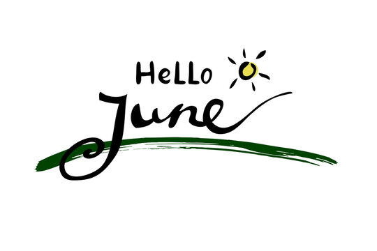 Very Simple Vector Lettering, Hello June, Isolated on White