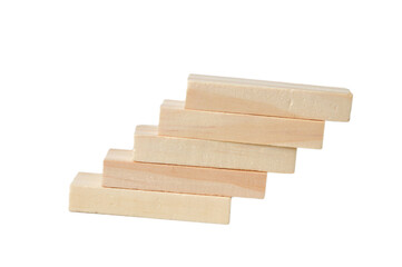 Wooden cubes isolated on a white background with copy space