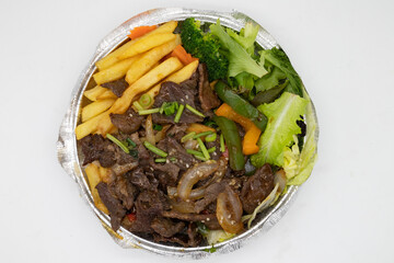 Thai Steak with French Fries and a Salad