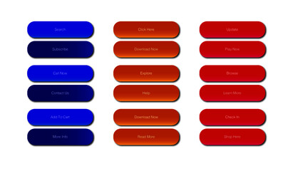 Web buttons isolated. Rollover icon. Website download button. Simple modern concept button for website and projects. Dark and light interface design. Click to download icons