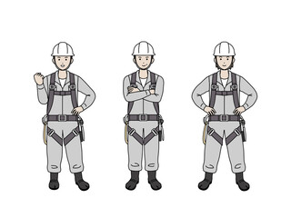 鳶職　鳶工　親方　職人　男性　労働者　全身　イラスト素材
