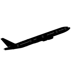 Silhouette passenger aircraft on a white background