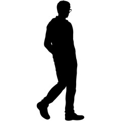 Silhouette of a walking man on a white background