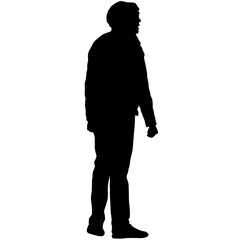 Silhouette of a walking man on a white background