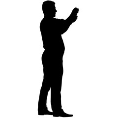 Silhouette of a walking man on a white background