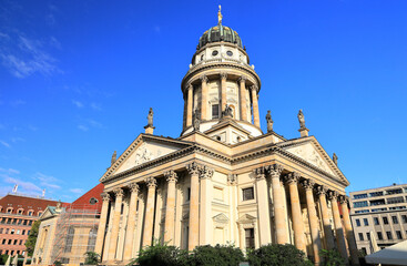 The French Cathedral on Gendarmenmarkt Square in Berlin. Germany, Europe. 