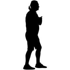 Silhouette of a walking man on a white background
