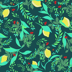Citrus themed vector seamless print design
