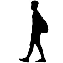 Silhouette of a walking man on a white background