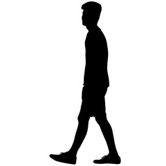 Silhouette of a walking man on a white background