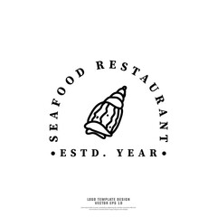 Simple and minimalist seafood logo design template vector
