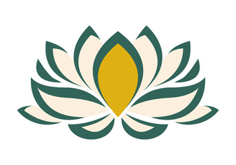 Lotus flower in trendy colors. For printing on cups, clothes, decorative pillows, tea towels, notebooks. Symbol in Buddhism. Asian bud of paradise. Vector graphics.