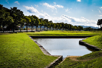 Fototapeta premium 韓国、慶州の公園の情景
