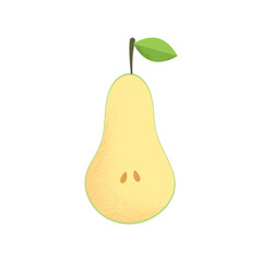 Half a pear. Icon, stamp, menu item. Vector illustration isolated on white background.
