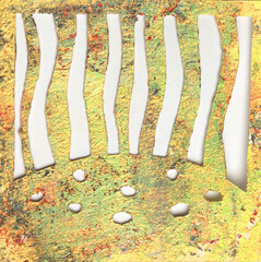 Art Abstract acrylic and watercolor smear blot painting with gold glitter. Color texture background.