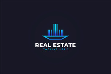 Modern Minimalist Real Estate Logo. Construction, Architecture or Building Logo Design