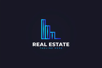 Modern Minimalist Real Estate Logo. Construction, Architecture or Building Logo Design