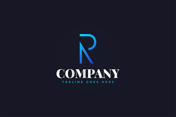 Abstract Initial Letter R Logo Design in Blue Gradient. R Logo Design Template. Usable for Business and Technology Logos