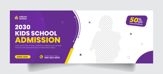 Kid school admission social media timeline cover & web banner - obrazy, fototapety, plakaty