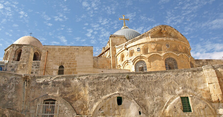 Fototapeta na wymiar Exterior of the Church of the Holy Sepulchre, Jerusalem