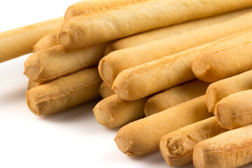bread sticks on white background