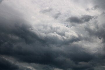 Dark sky and dramatic black cloud before rain