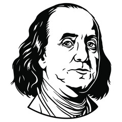 Benjamin Franklin portrait. Used for cutting files and printing - obrazy, fototapety, plakaty