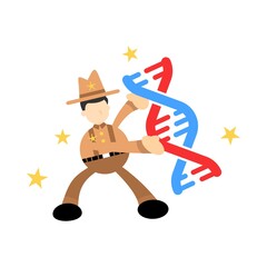 cowboy america research genetic heredity double helix structure part cartoon doodle flat design style vector illustration