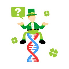 leprechaun shamrock celtic research genetic heredity double helix structure part cartoon doodle flat design style vector illustration