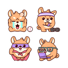 CUTE DOG CHARACTER IN SOME DIFERENT ACTION AND ACTIVITY.  HIGH QUALITY CARTOON CHARACTER COLLECTION.