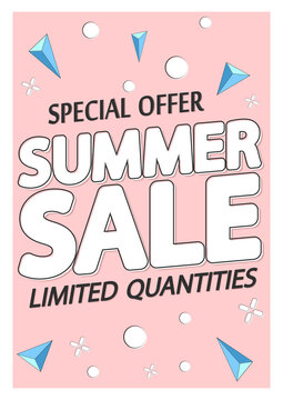 Summer Sale, poster design template, special offer, discount banner, vector illustration
