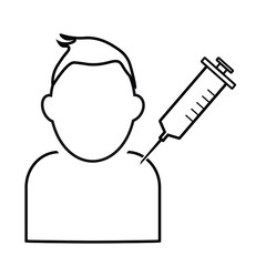 Thin line man and syringe and icon vector image. Royalty-free.