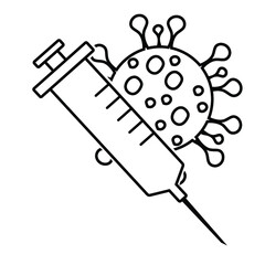 Thin line syringe with virus icon vector image. Royalty-free.