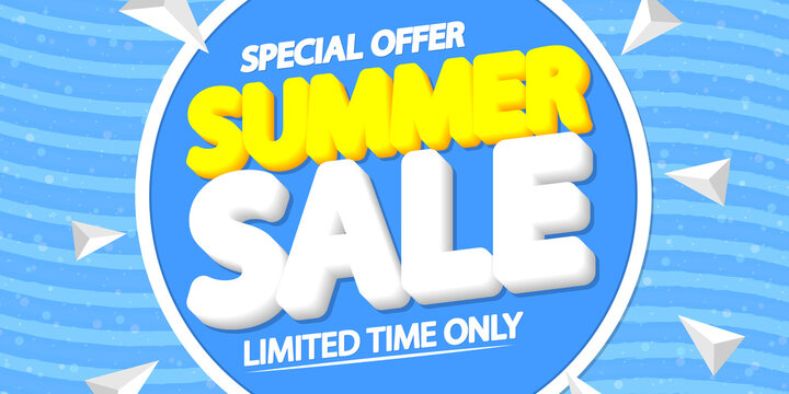 Summer Sale, poster design template, special offer, discount banner, vector illustration