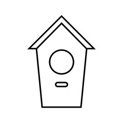 Wooden birdhouse, black and white simple icon isolated on white background. Household plot, gardening, housekeeping. Template, logo for banners, websites and printing. Vector illustration