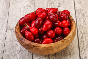 Sweet and ripe cornel berries
