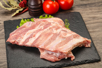 Raw pork ribs for cooking