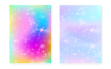 Magic background with princess rainbow gradient. Kawaii unicorn