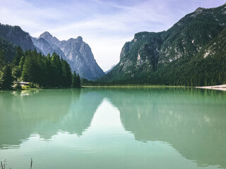 Fototapeta na wymiar The amazing Dobiacco lake