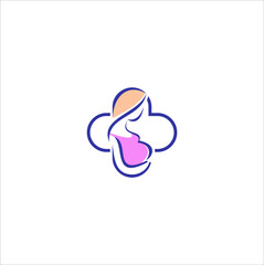 pregnant woman logo design vector template