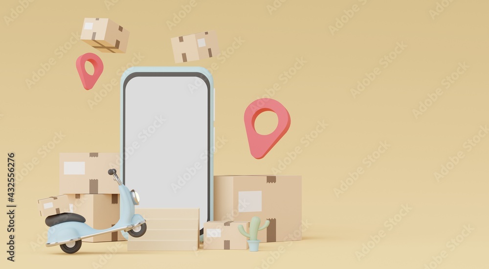 Poster 3d render minimal mini mobile phone or smartphone for work with white copy space for mock up and cre