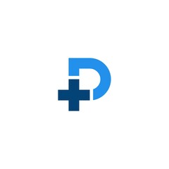 Health design logo letter P and plus