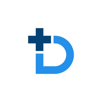 Health design logo letter D and plus