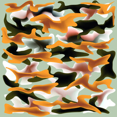 figures of different shapes in the form of camouflage on a gray background