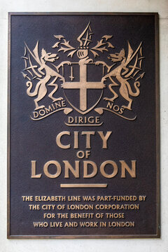 Elizabeth Line City Of London Plaque At Farringdon Station